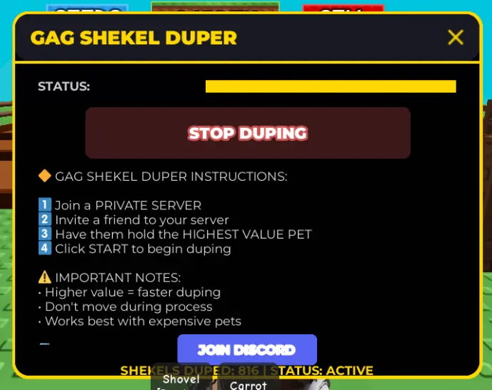 Gag Shekel Duper script