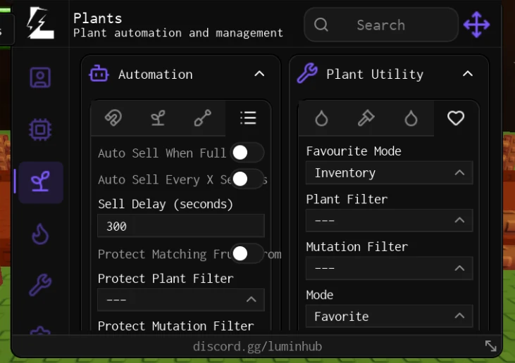 Lumin Hub Grow a Garden 2 dupe script preview